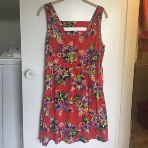 Red floral print sundress